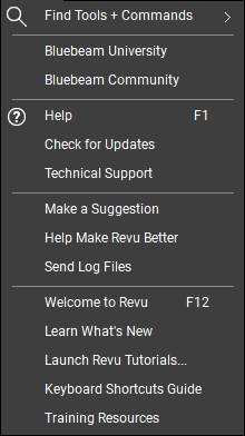 Help menu | Bluebeam Technical Support