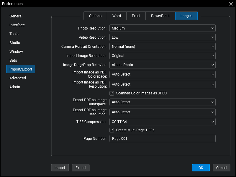 Import/Export Preferences