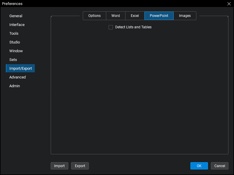 Import/Export Preferences