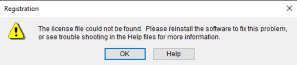 Screenshot of the error message