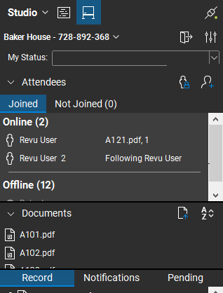 The Studio panel in a Session | Bluebeam Technical Support