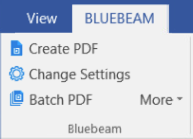 Fliken för Bluebeams pluginprogram i Microsoft Office