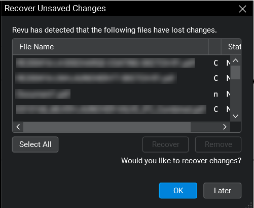 Recover Unsaved Changes