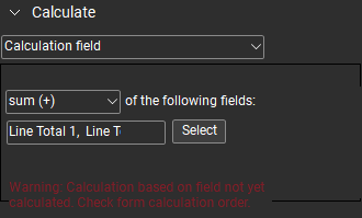 Calculation Field Warning Error