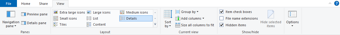 Verborgen items weergeven in Windows 10