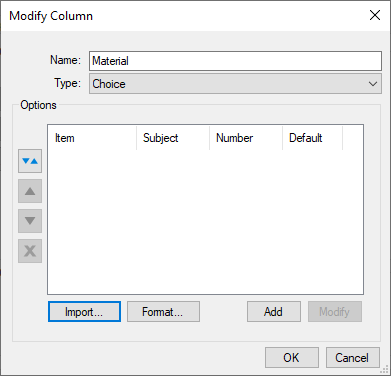 Modify Column Import Choices