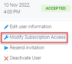 modify subscription access for accepted user